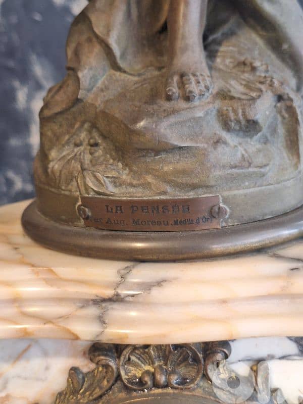 La pansee AUGUSTE MOREAU marble clock set french 6