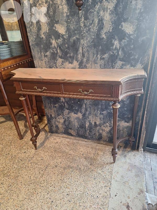 marble top wooden console 0