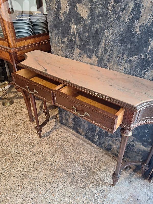 marble top wooden console 4