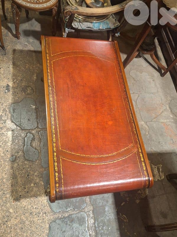 leather top english coffee table 2