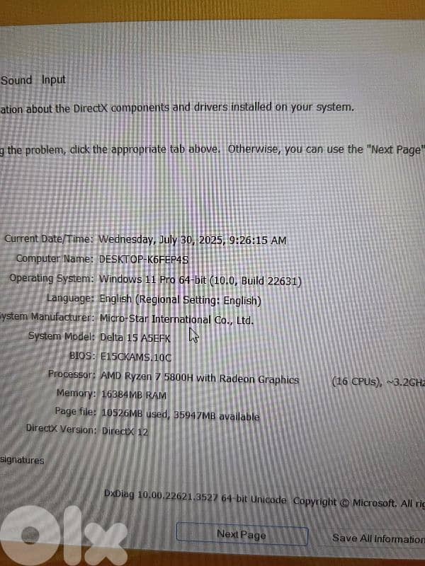 Gaming laptop msi delta 15 10