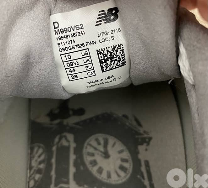 New Balance 990 v2 grey size 44 5