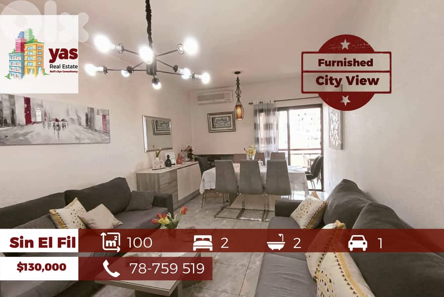 Sin El Fil 100m2 | Furnished | Dead End Street | City View | AA 0