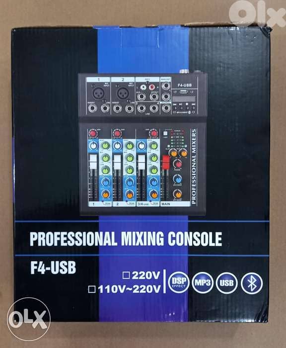 mixer 3 channel + usb + bluetouth + radio fm, new in box 1