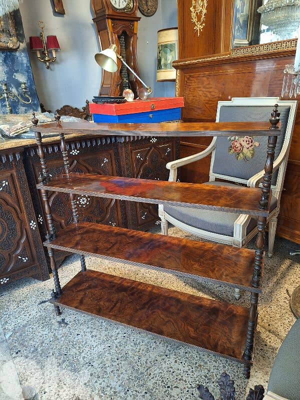 antique english wallnut wood stand 4