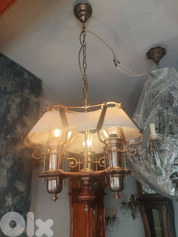 english wood and brass chandelier 3