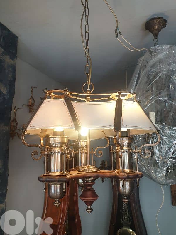 english wood and brass chandelier 4