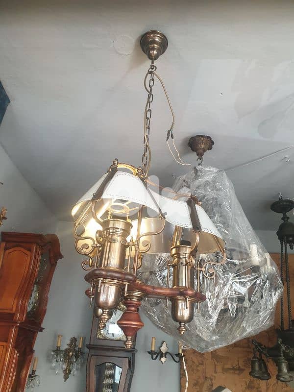 english wood and brass chandelier 6