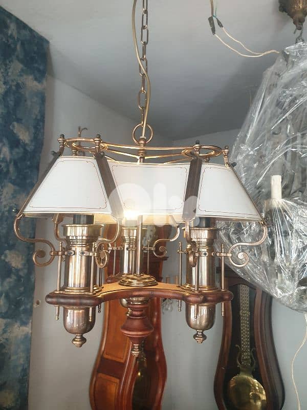 english wood and brass chandelier 7