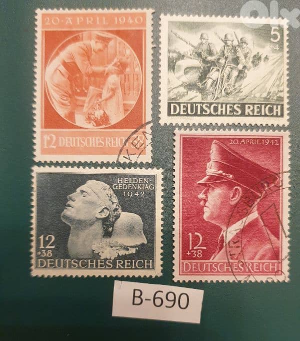 Germany Third Reich Hitler Stamps Lot# B-690 x 4 stamps 0