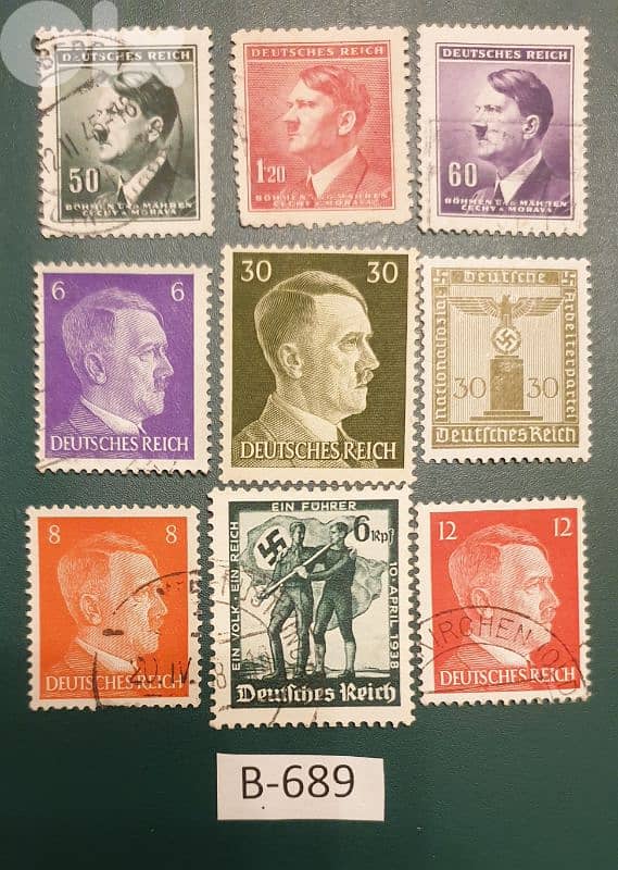 Germany Third Reich Hitler Stamps Lot# B-689 x 9 stamps 0