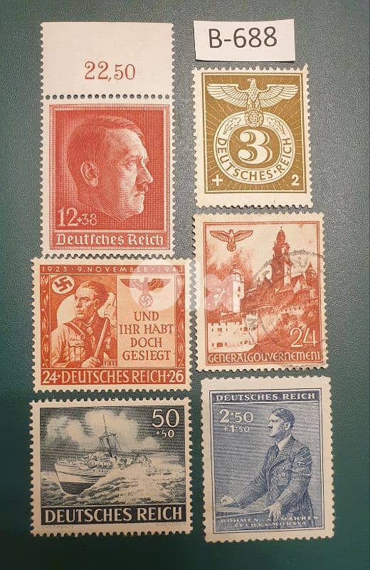 Germany Third Reich Hitler Stamps Lot# B-688 x 6 stamps 0