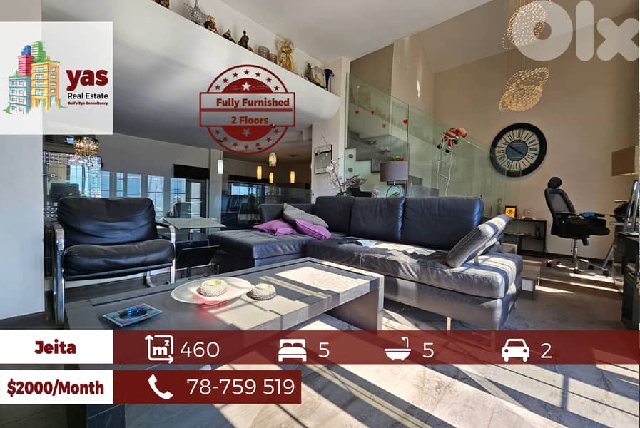 Jeita 460m2 | 350m2 Terrace | Villa | Prime Location |Furnished |TO 0