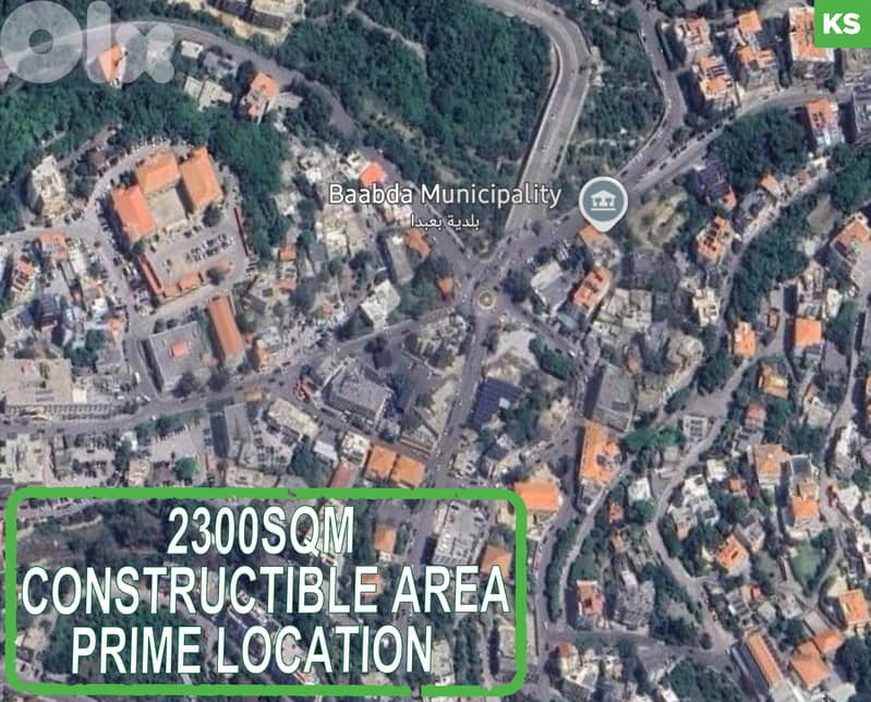 LAND --  2300sqm Constructible area IN BAABDA ! REF#KS124261 ! 0