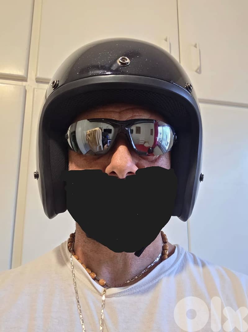 Helmet Daytona USA 3/4 low profile DOT open face black metal flake 2XL 2