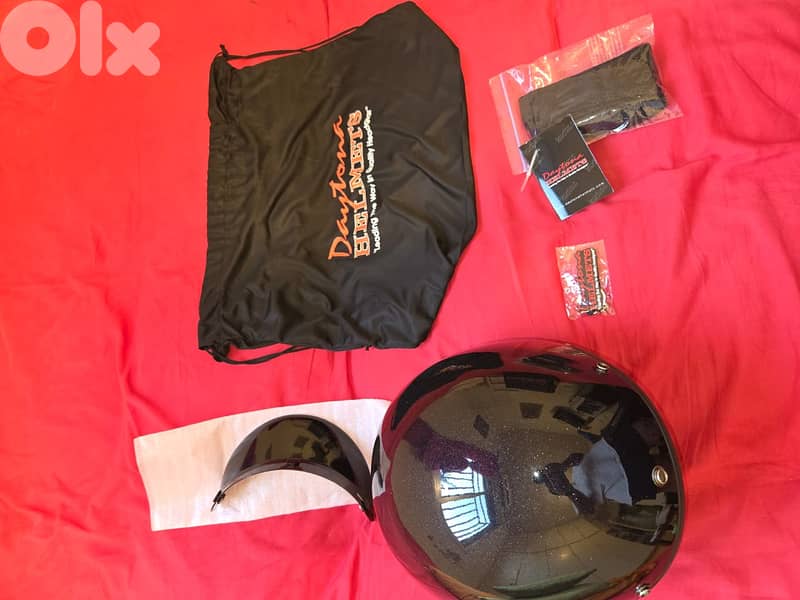 Helmet Daytona USA 3/4 low profile DOT open face black metal flake 2XL 3