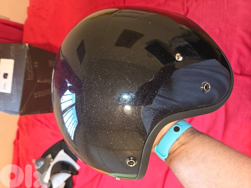 Helmet Daytona USA 3/4 low profile DOT open face black metal flake 2XL 7