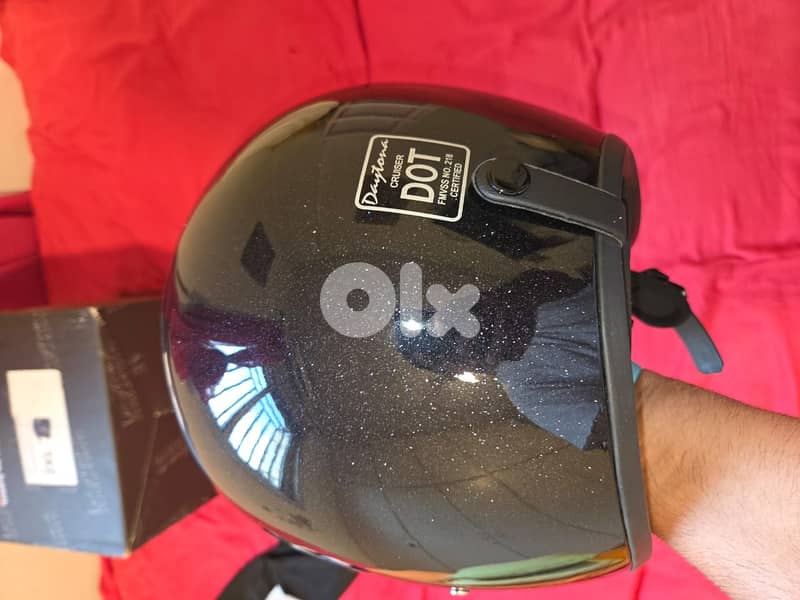 Helmet Daytona USA 3/4 low profile DOT open face black metal flake 2XL 8