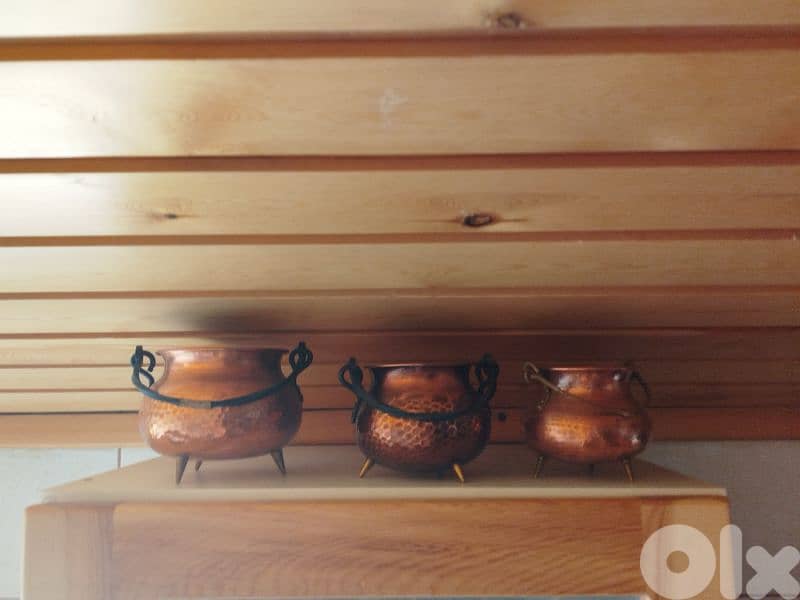 Vintage Copper Pot Set – Handcrafted Decorative Collection (7 Pieces) 1