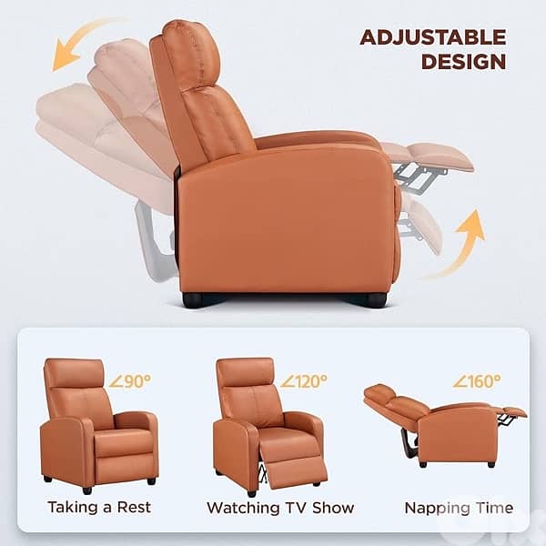 Yaheetech Set of 2 Padded Reclining Chairs for Living Room 3