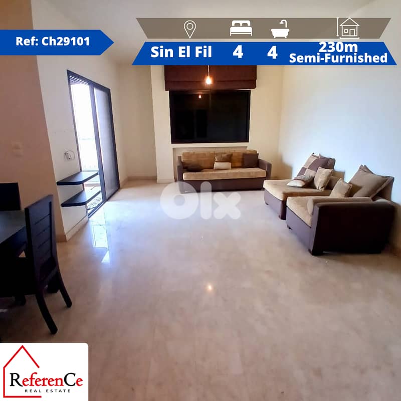 Semi-furnished apartment in Sin El Fil شقة مفروشة جزئيا سن الفيل 0
