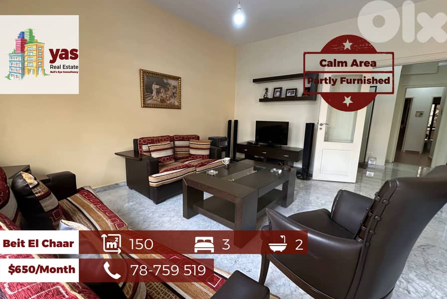 Beit El Chaar 150m2 | Partly Furnished | Rent | Well Maintained |AA/KR 0