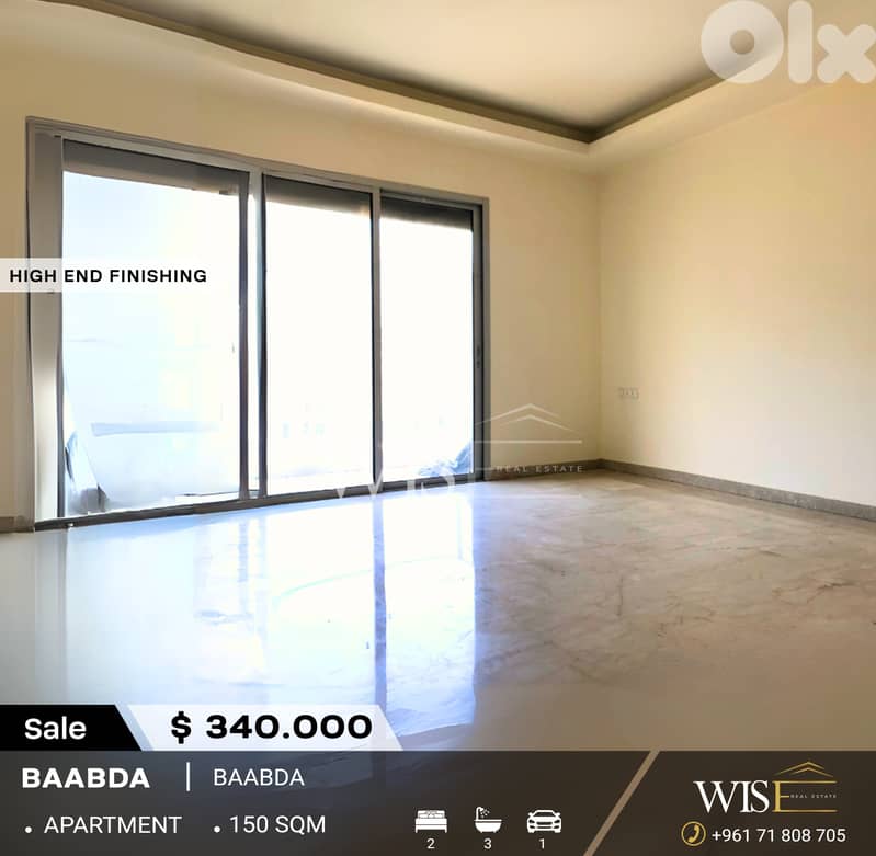 150 SQM High-end Apartment for SALE – Baabda! 0