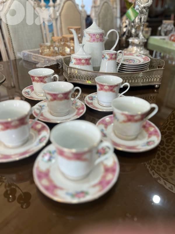vintage old set of cups with cake plate 5