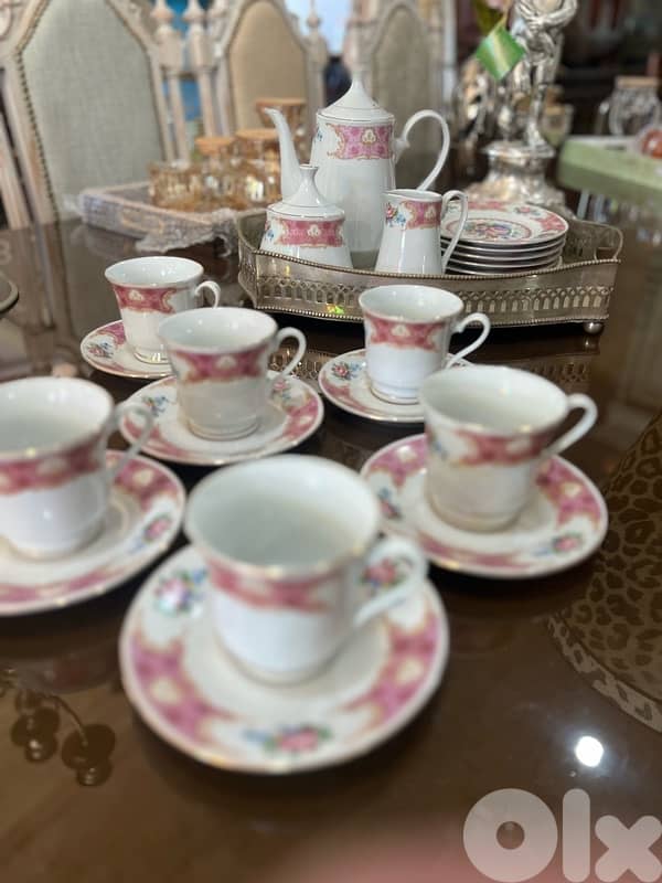 vintage old set of cups with cake plate 6