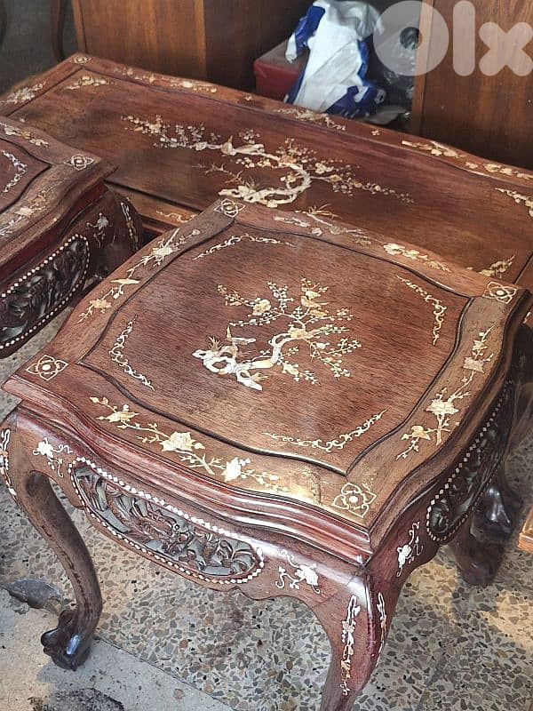 original Chinese rose wood mother of pearl inlaid tables 4