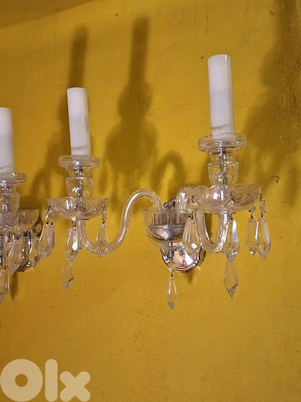 2 antique original czech crystal wall lights 1