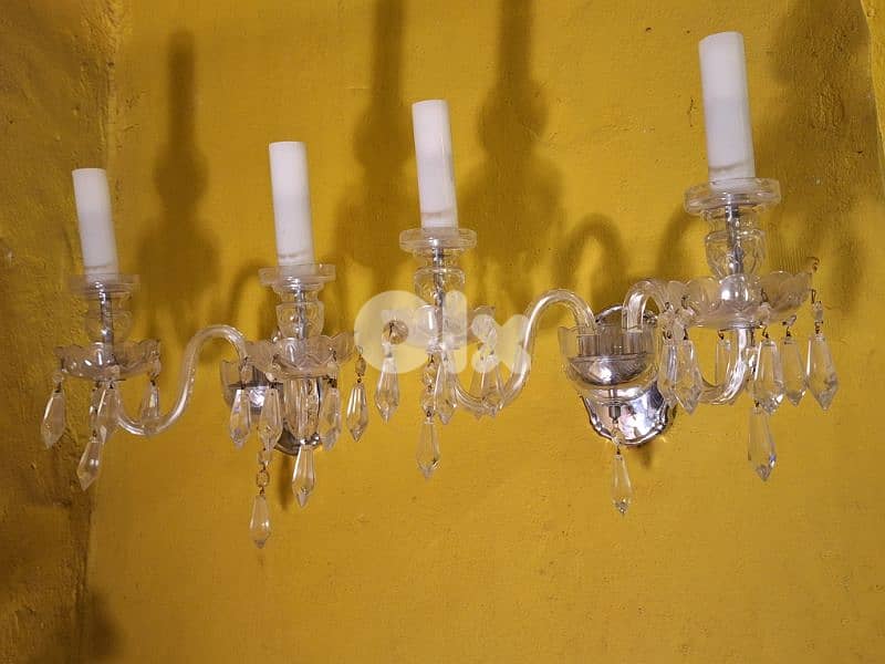 2 antique original czech crystal wall lights 2