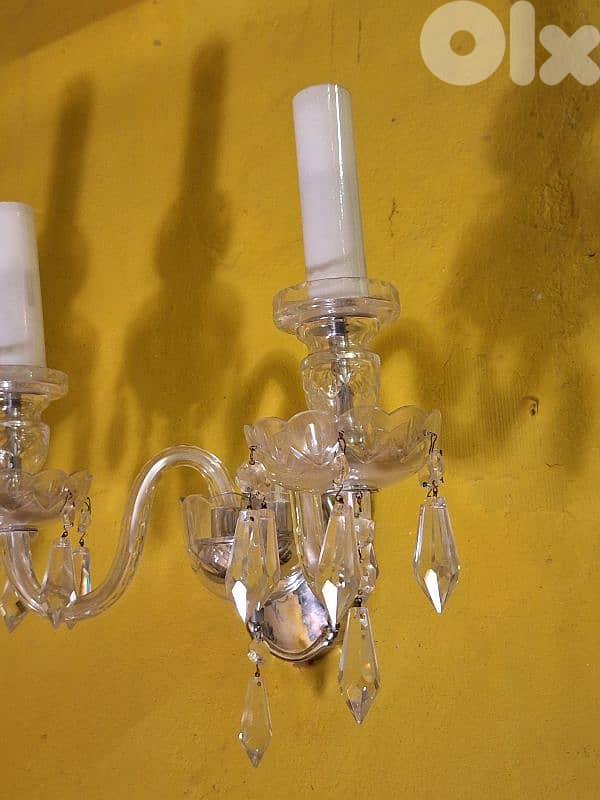2 antique original czech crystal wall lights 4