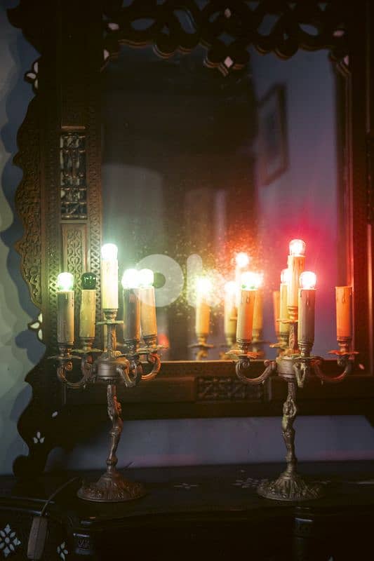 2 antique brass lamps 1