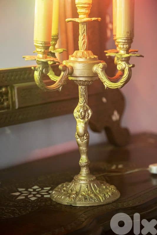 2 antique brass lamps 4