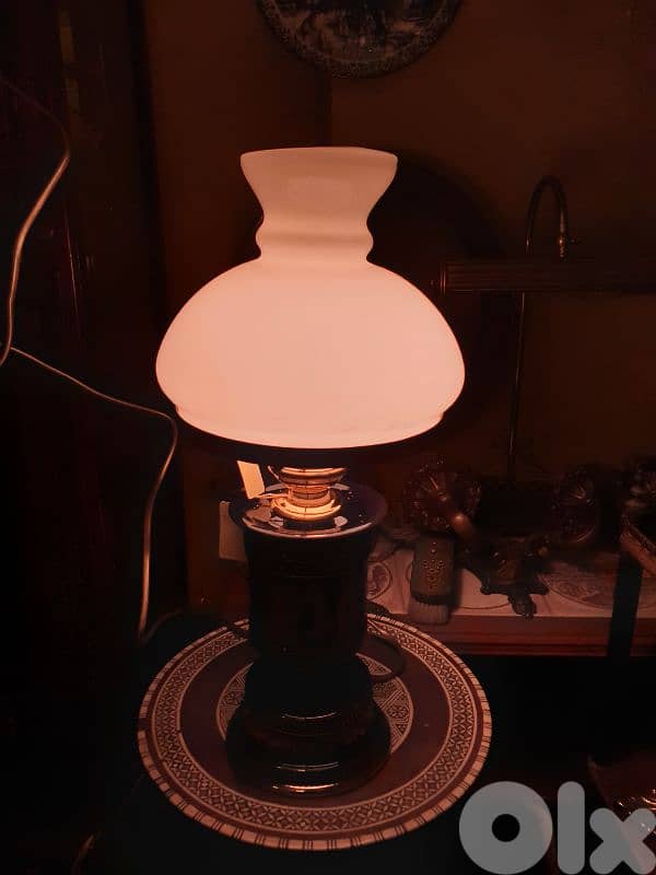 antique swiss hand made porcelain and opaline lamp 0