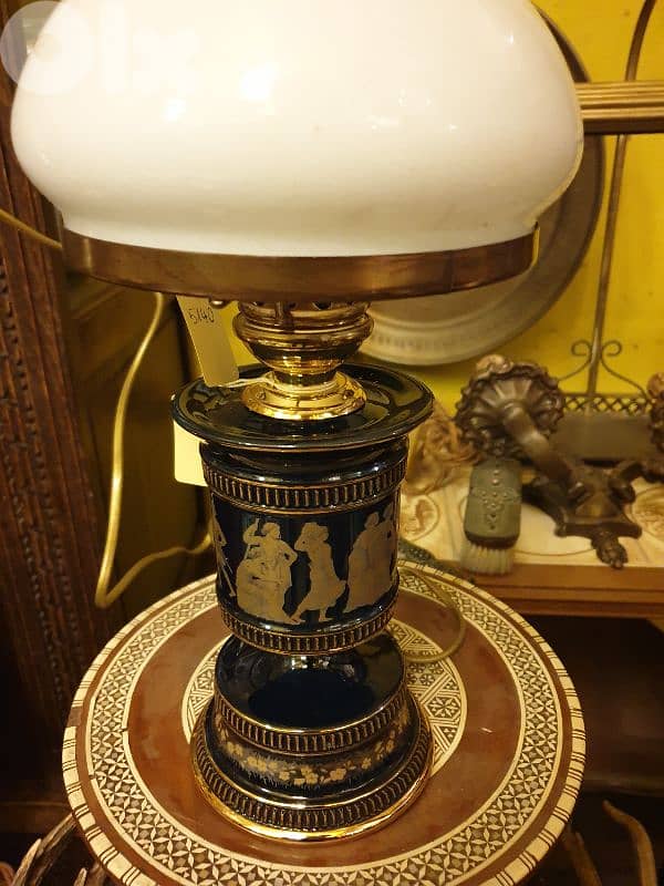 antique swiss hand made porcelain and opaline lamp 2