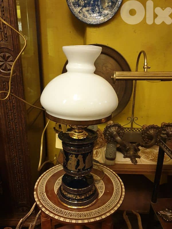 antique swiss hand made porcelain and opaline lamp 3