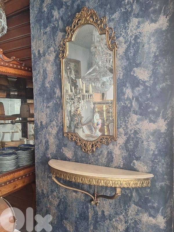 brass and marble console mirror 0