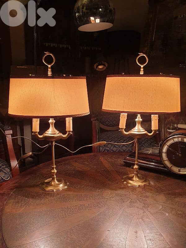 2 antique french brass lamps 1