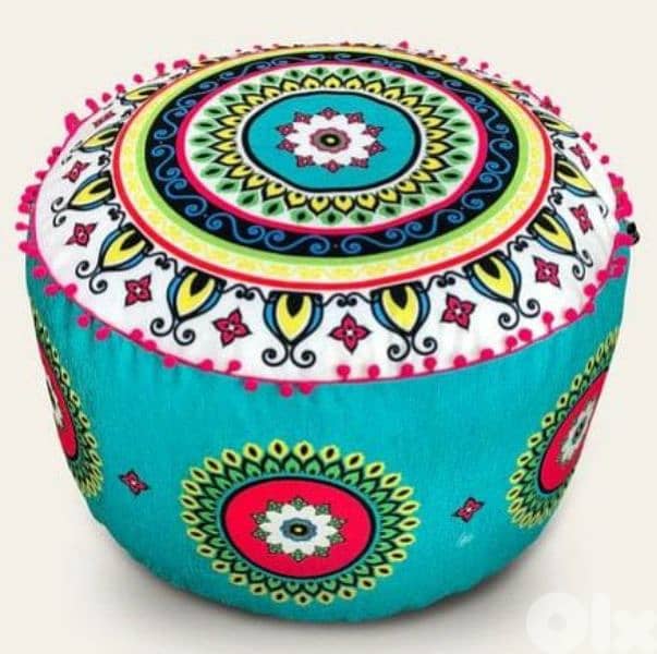Pouf, Runners, Cushions ,Tablecloth, wall hanging handmade 1