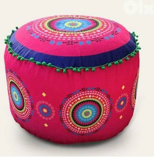 Pouf, Runners, Cushions ,Tablecloth, wall hanging handmade 3