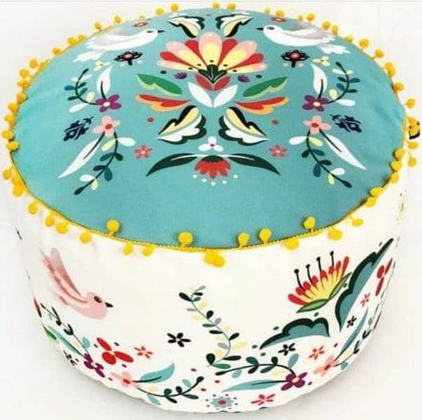 Pouf, Runners, Cushions ,Tablecloth, wall hanging handmade 5