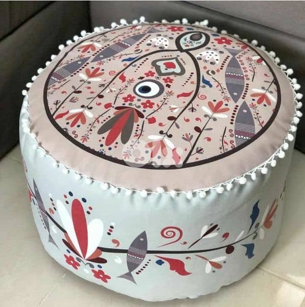 Pouf, Runners, Cushions ,Tablecloth, wall hanging handmade 6