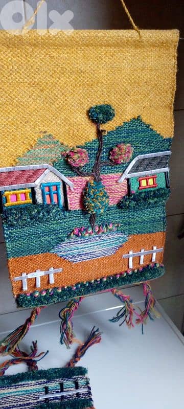 Pouf, Runners, Cushions ,Tablecloth, wall hanging handmade 7