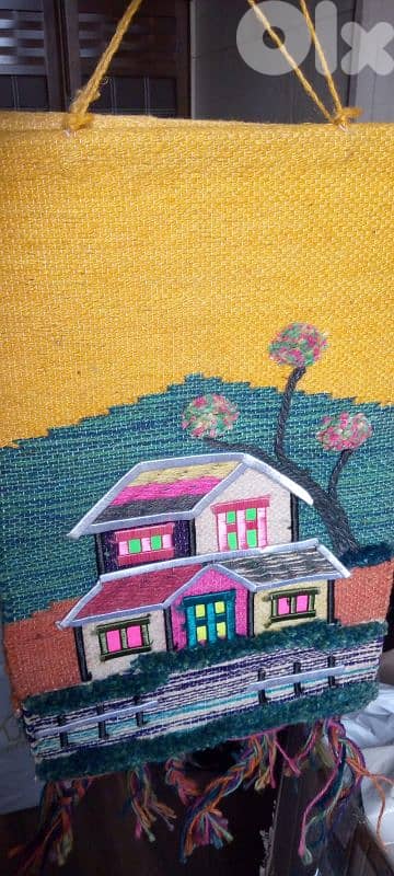 Pouf, Runners, Cushions ,Tablecloth, wall hanging handmade 8