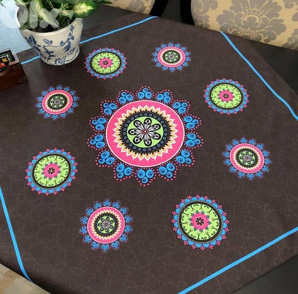 Pouf, Runners, Cushions ,Tablecloth, wall hanging handmade 9