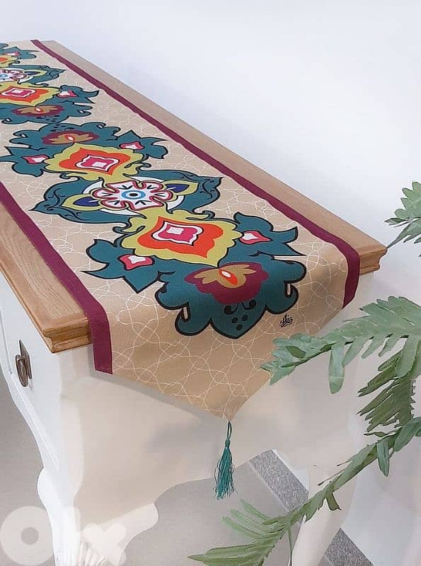 Pouf, Runners, Cushions ,Tablecloth, wall hanging handmade 10