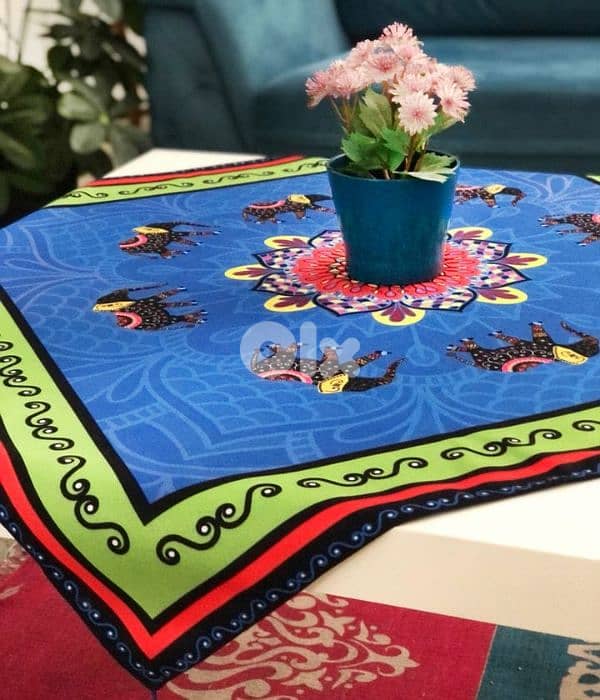 Pouf, Runners, Cushions ,Tablecloth, wall hanging handmade 11