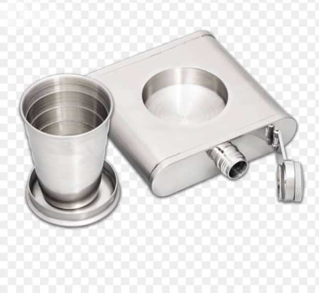 stainless steel flask & shot 0